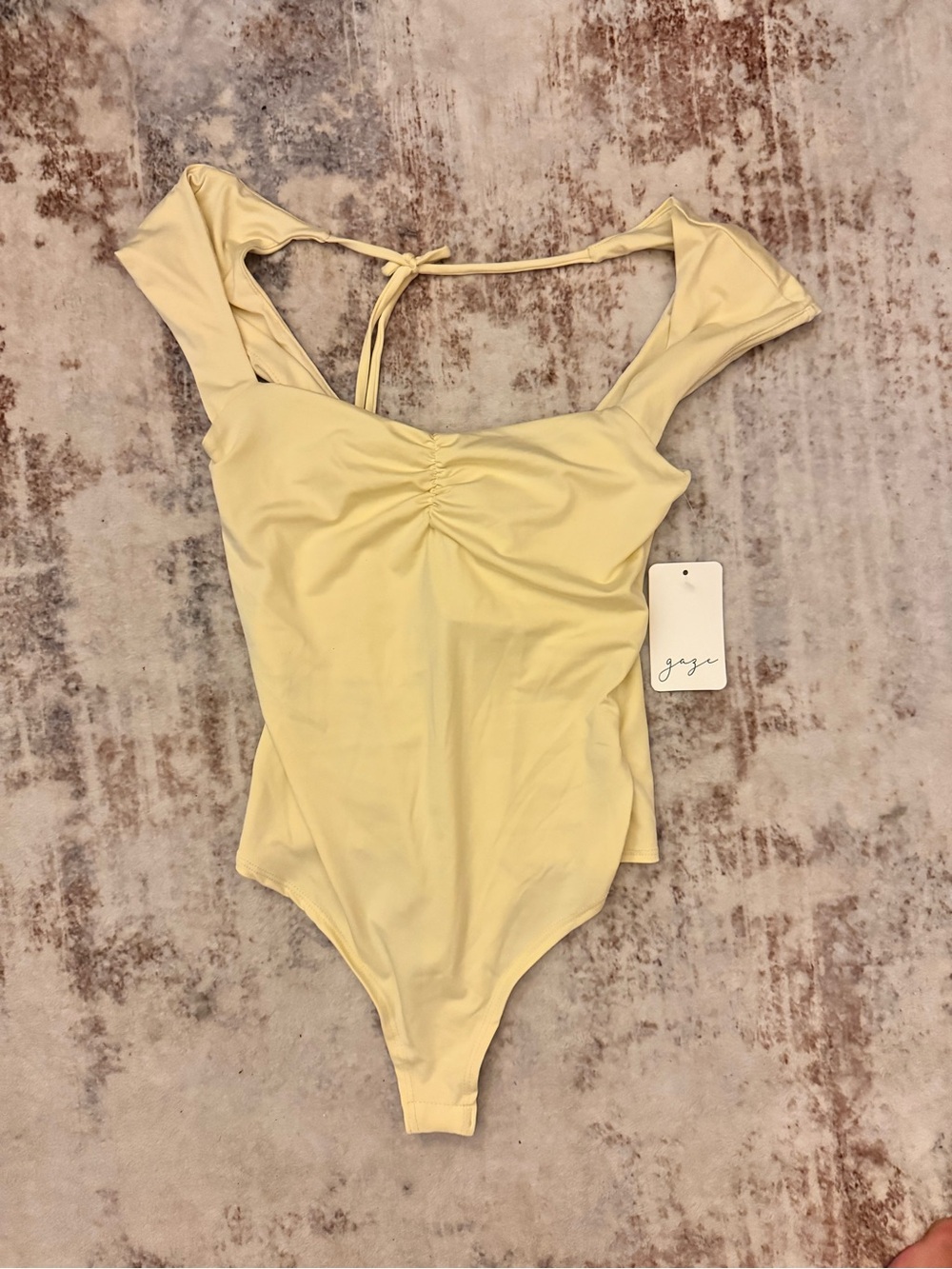 T.J.Maxx Pale Yellow Ruched Front Bodysuit